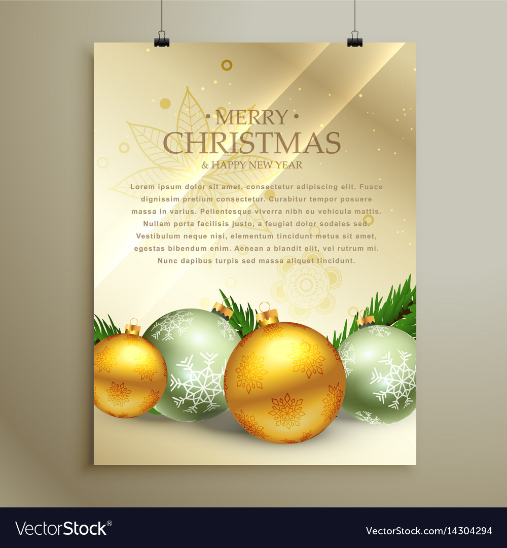 Christmas flyer template design with realistic Vector Image Inside Free Holiday Flyer Templates