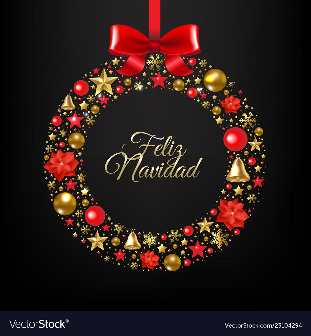 Christmas postcard with wreath and ball Royalty Free Vector
