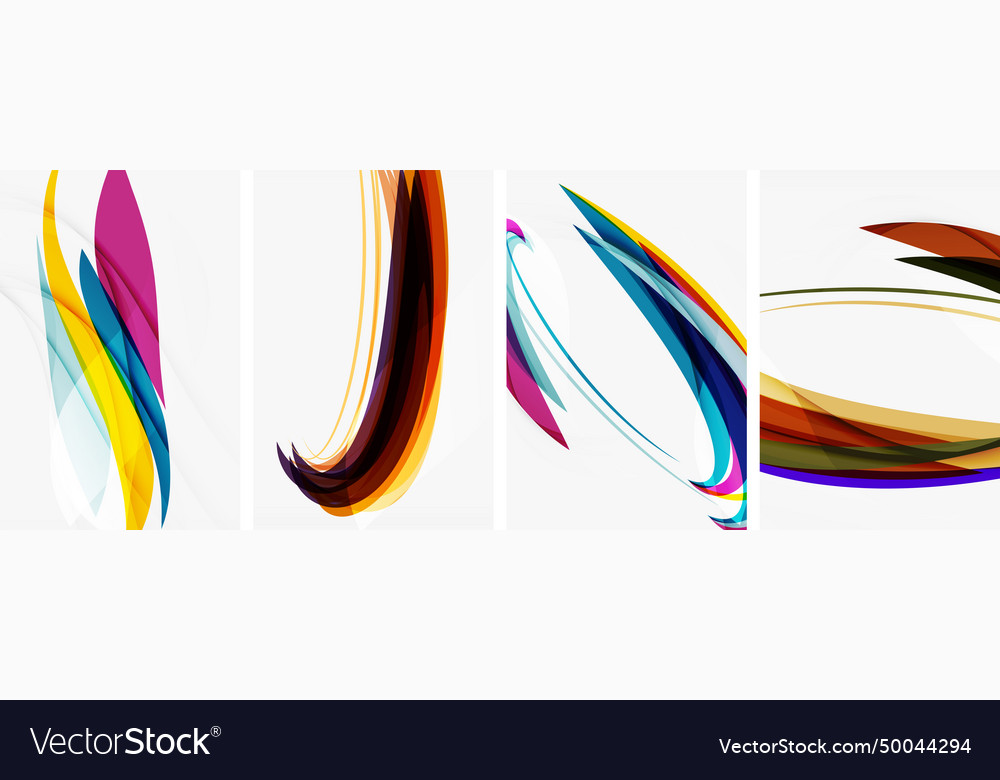 Colorful wave lines poster set for wallpaper Vector Image