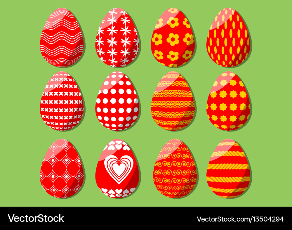 Easter egg isolated set design elements Royalty Free Vector