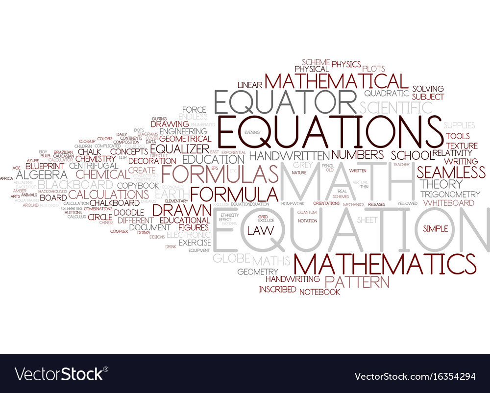 Equation word cloud concept Royalty Free Vector Image