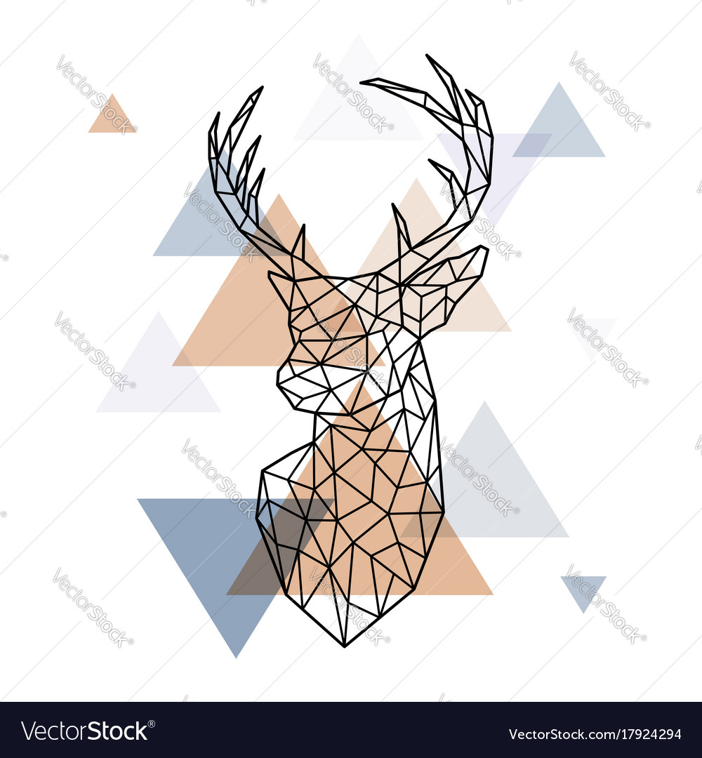 Geometric head of the scandinavian deer polygonal Vector Image