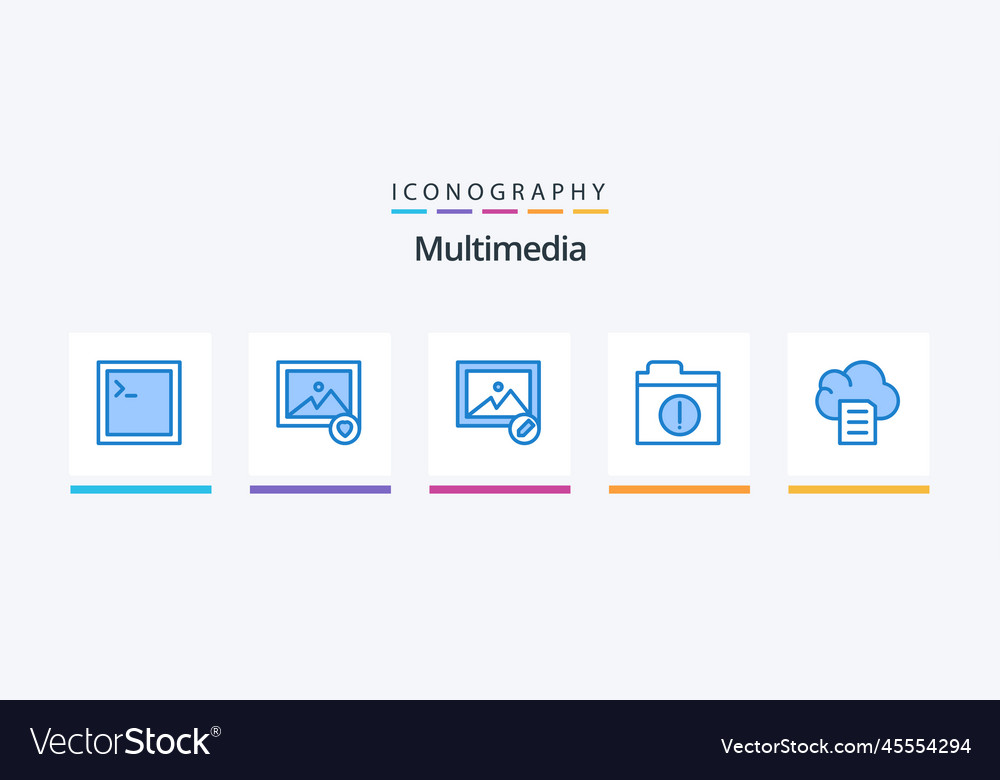 Multimedia blue 5 icon pack including photo