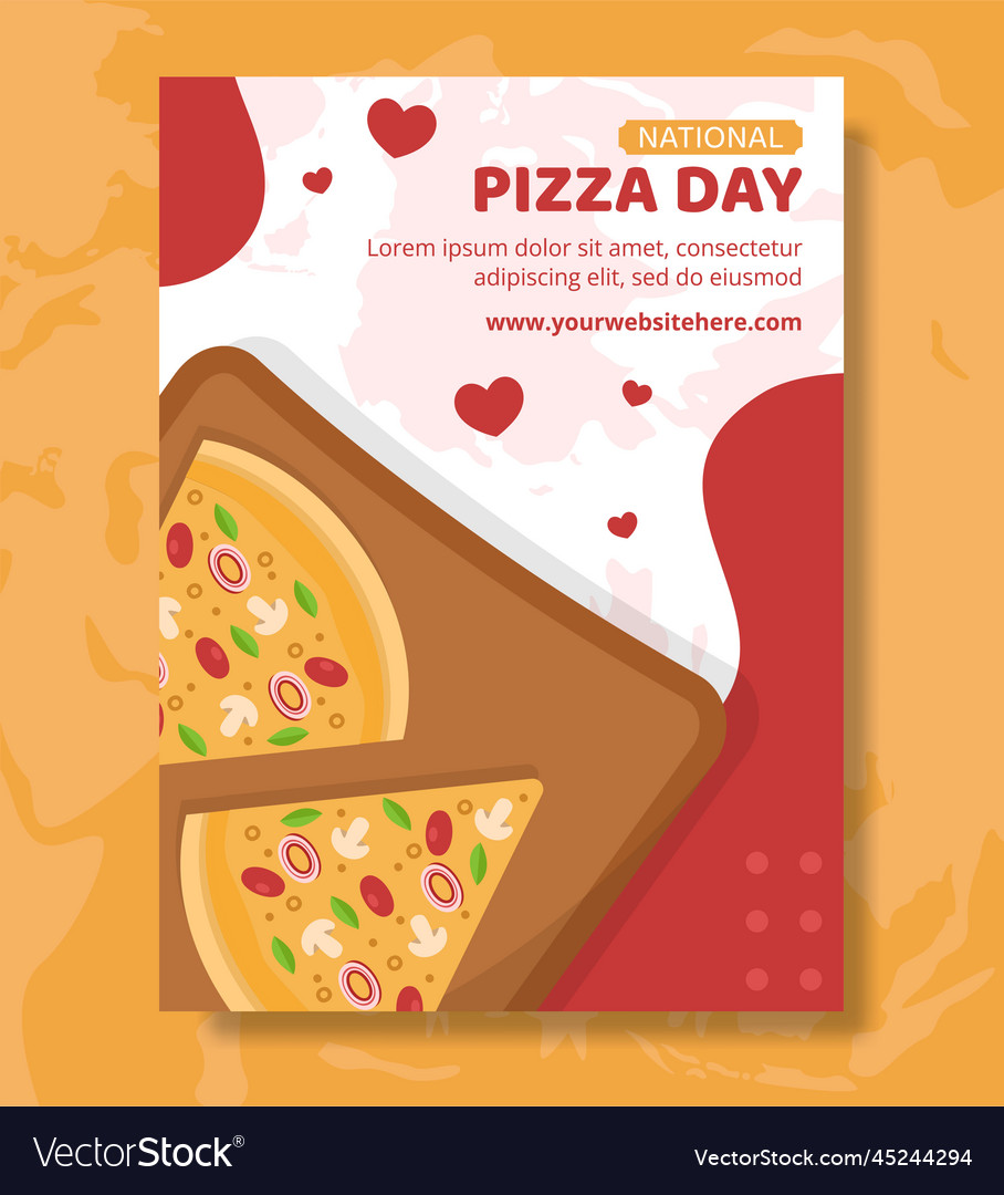 National pizza day poster flat cartoon hand drawn