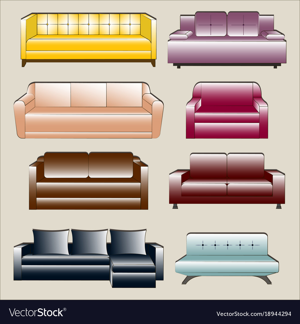 Sofa icon set Royalty Free Vector Image - VectorStock