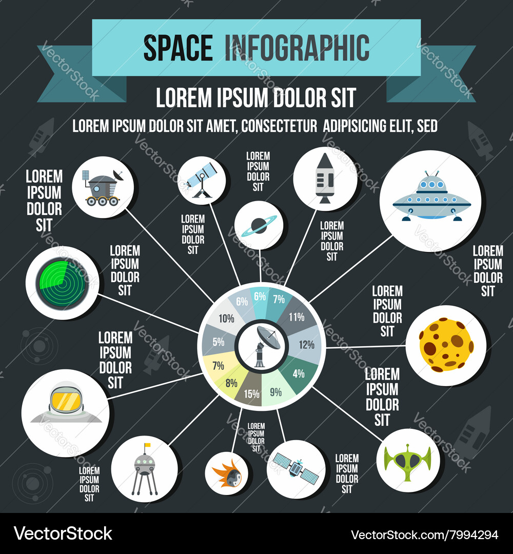 Space infographic elements flat style Royalty Free Vector