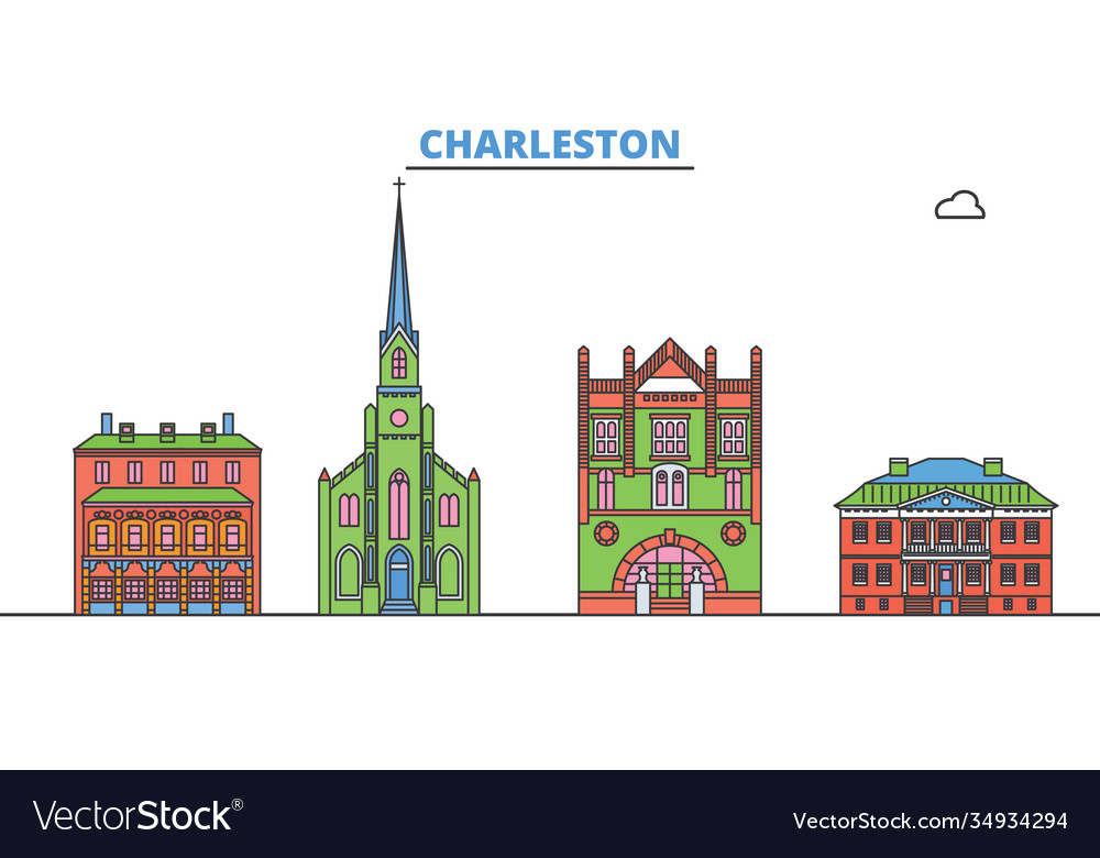 United states charleston line cityscape flat