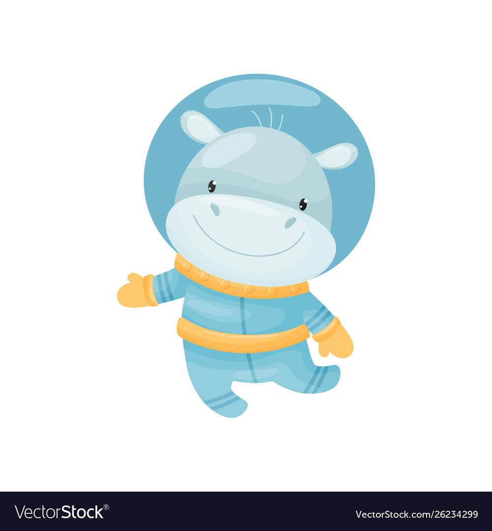 Cute hippo astronaut on white