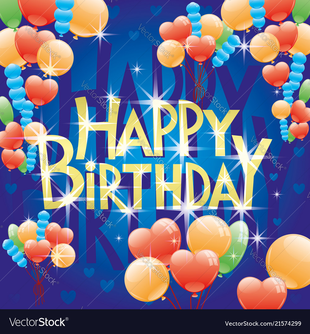 Happy Birthday Blue Greeting Card Royalty Free Vector Image