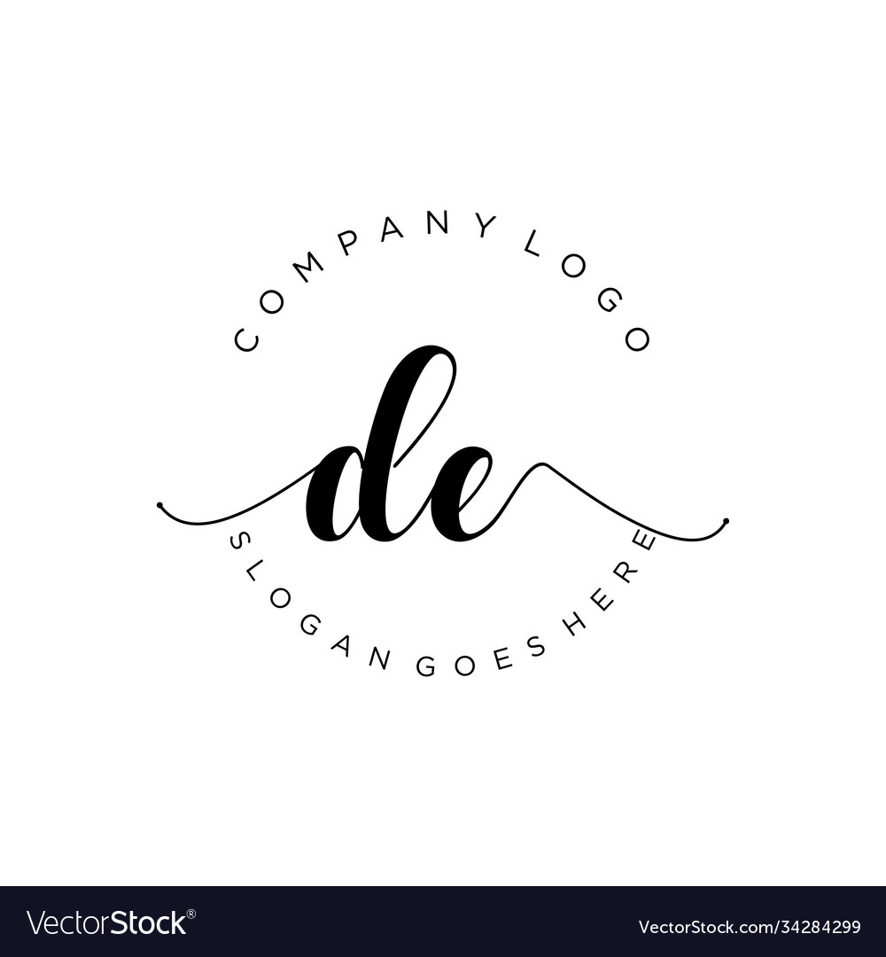 Initial de handwriting logo with circle template