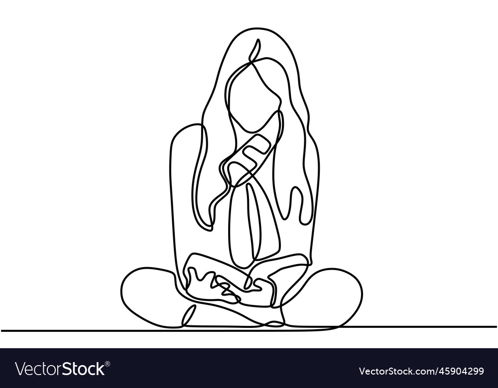 One continuous line drawing of young woman Vector Image