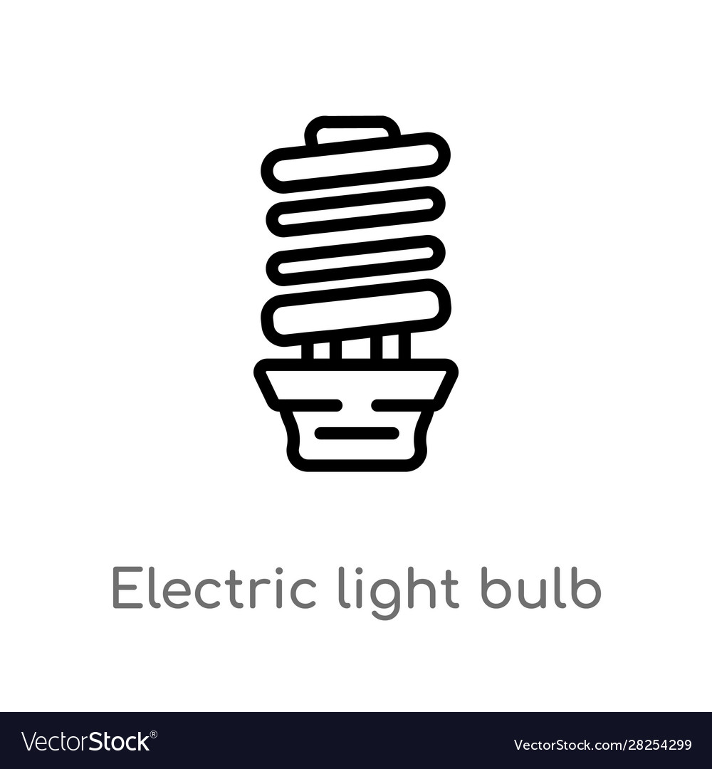 Outline electric light bulb icon isolated black