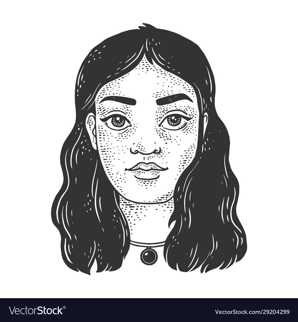 Portrait young woman sketch Royalty Free Vector Image