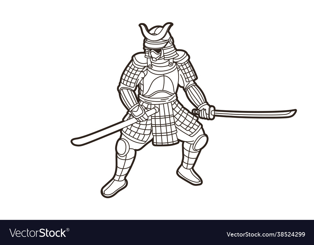 Samurai warrior action japanese fighter Royalty Free Vector