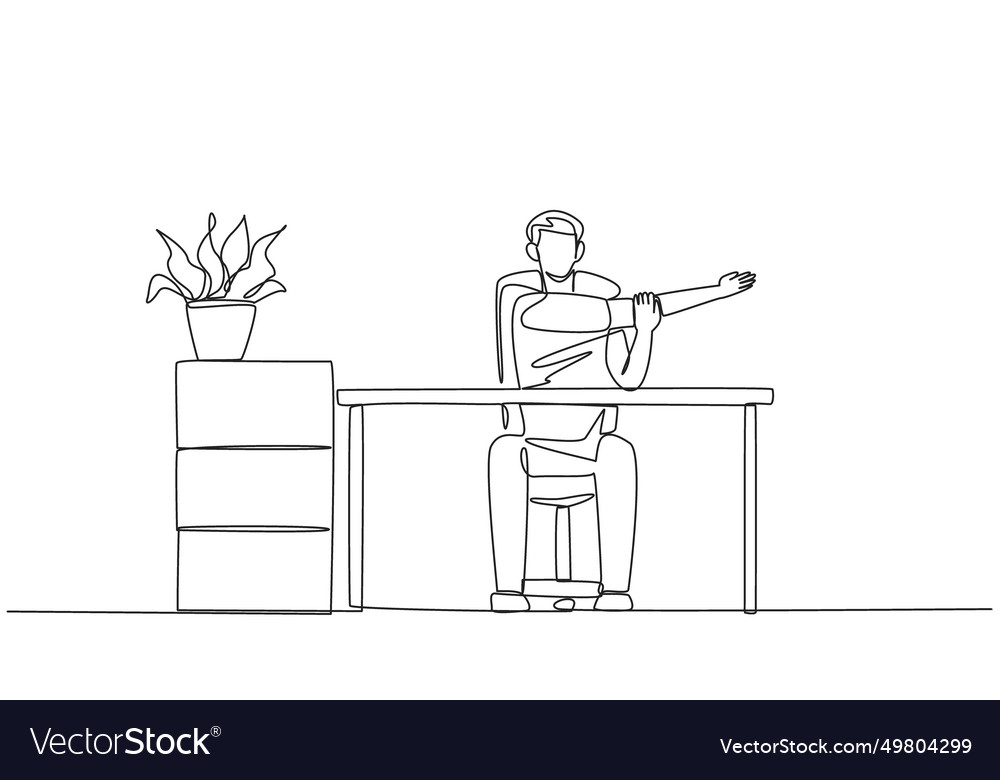 Single continuous line drawing man sitting