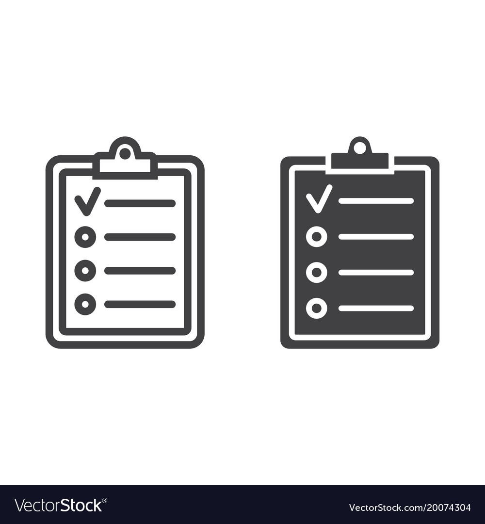 Checklist-Linie und Glyph-Symbol-Clipboard-Note