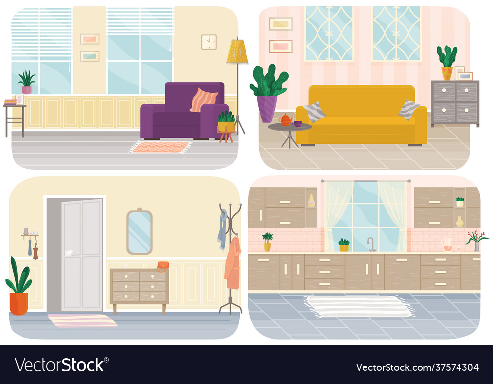 Interior Design Set Arrangement Royalty Free Vector Image