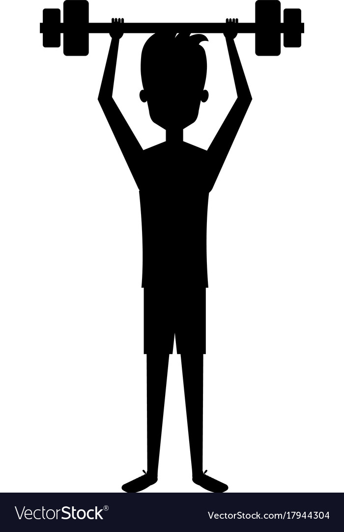 Man silhouette lifting weights character