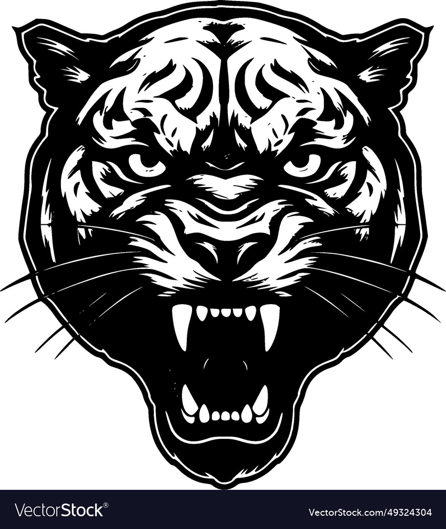 Panther - black and white Royalty Free Vector Image