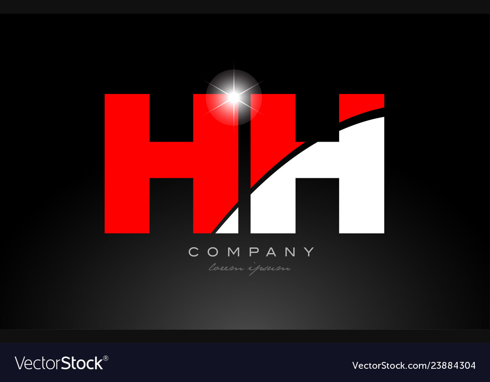 Red white color letter combination hh h Royalty Free Vector