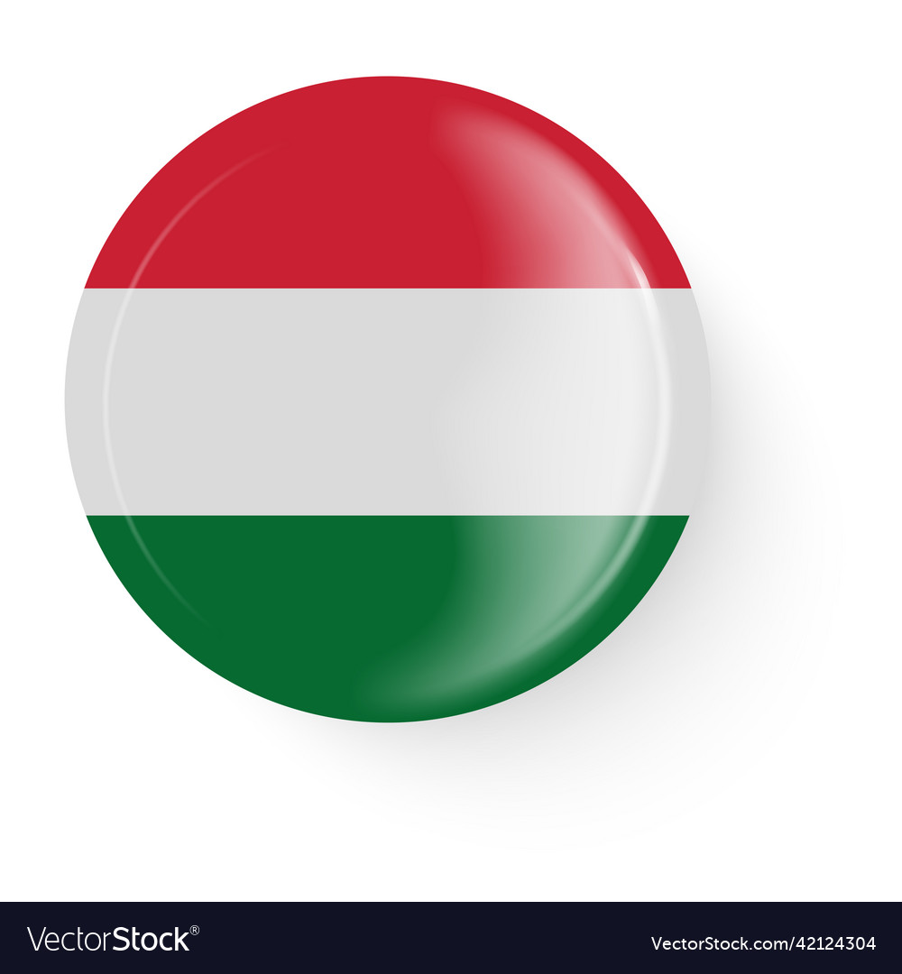 Round flag of hungary pin button brooch icon