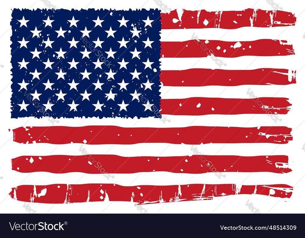 American flag scratched with grunge textures Vector Image