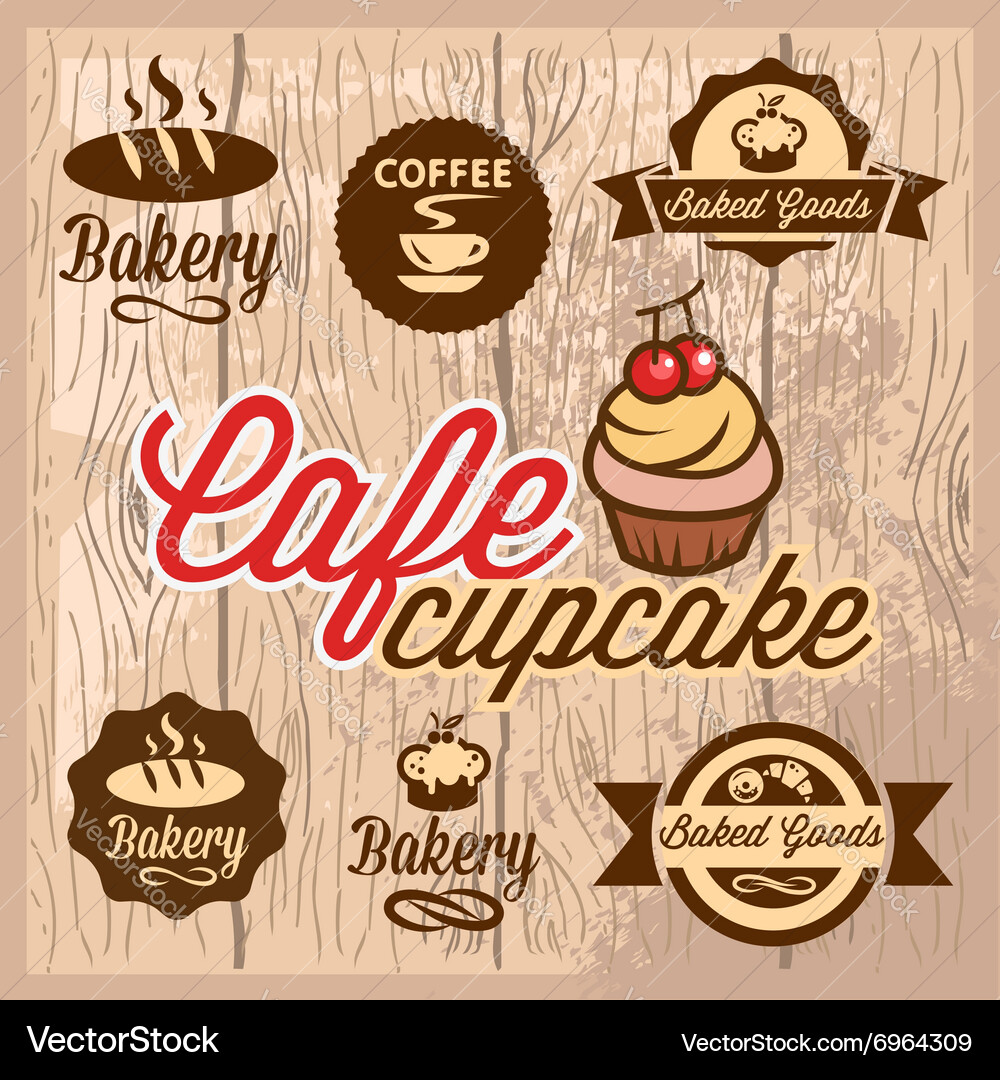 Bakery and cafe design elements Royalty Free Vector Image