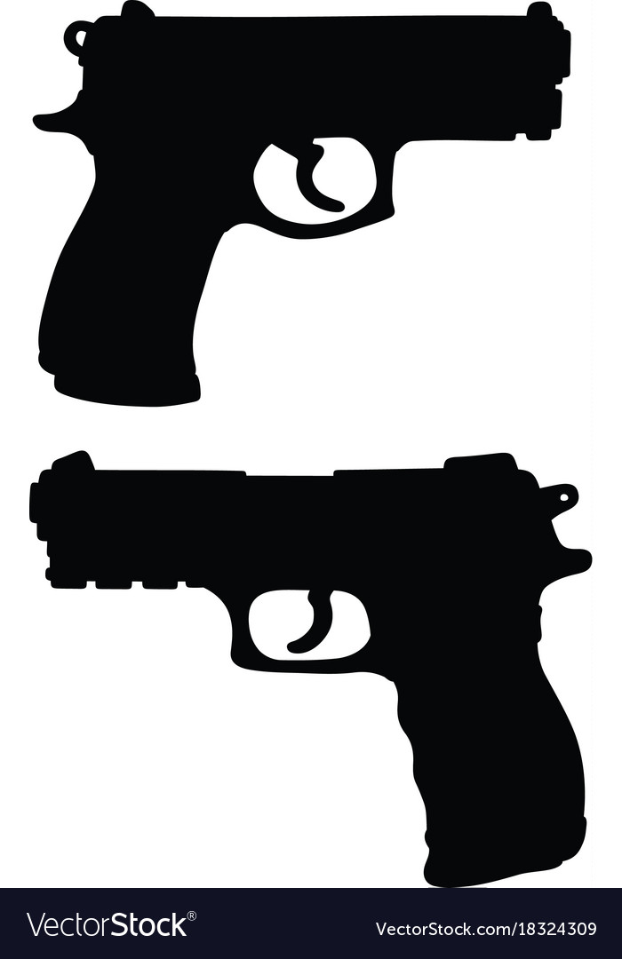 Black silhouettes of handguns Royalty Free Vector Image