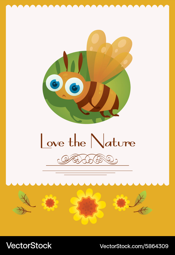 Cartoon bee document template Royalty Free Vector Image