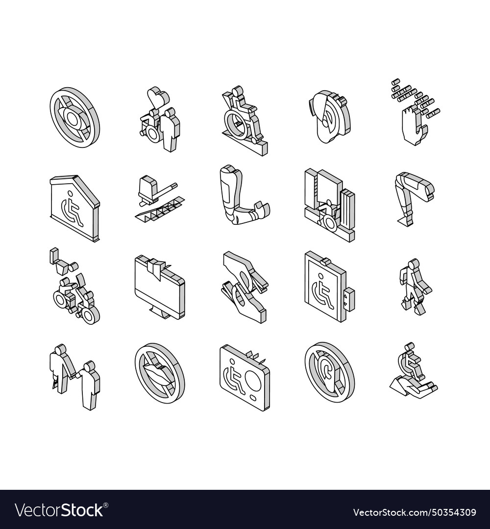 Disability technology collection isometric icons Vector Image