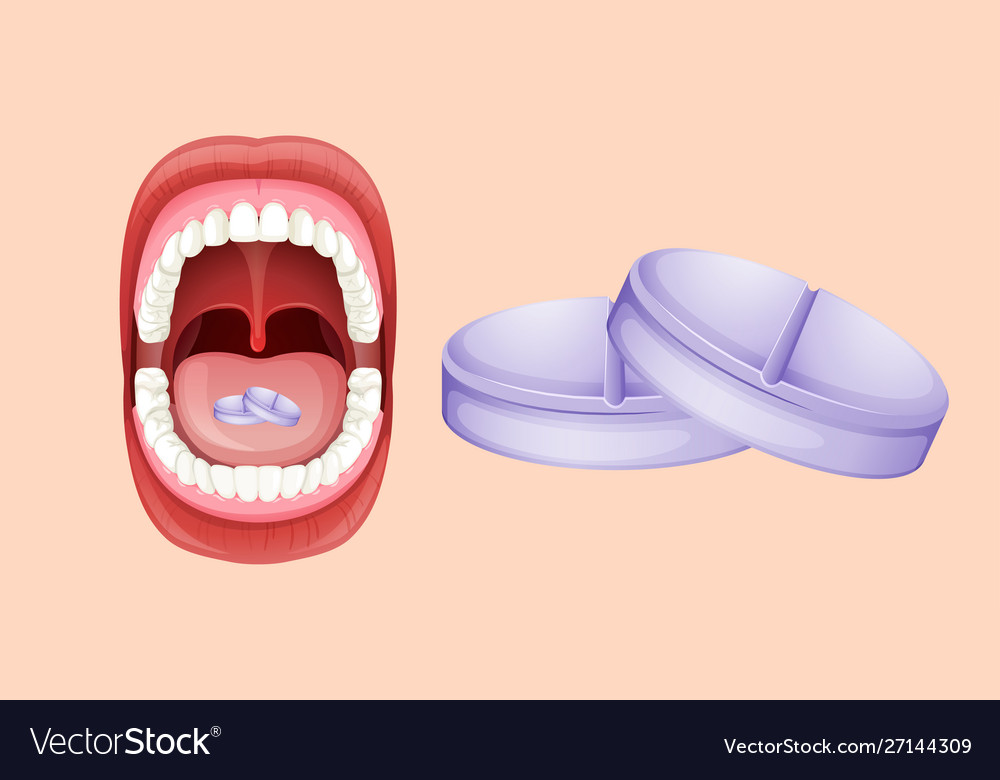 Pills and human mouth