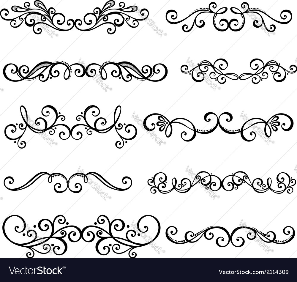 Set of calligraphic borders