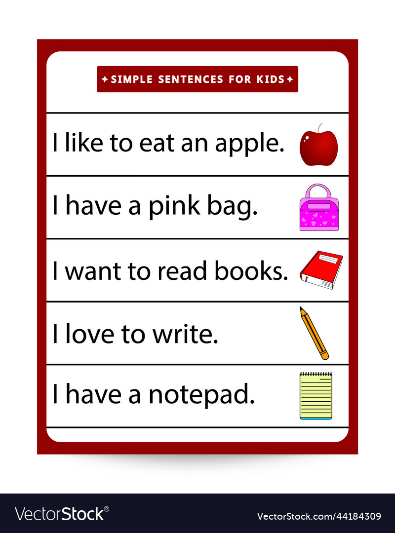 simple-sentences-for-kids-royalty-free-vector-image