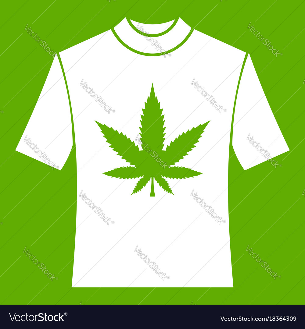 T-shirt with print of cannabis icon green