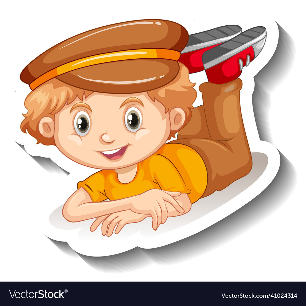 Blonde hair boy cartoon character sticker Vector Image