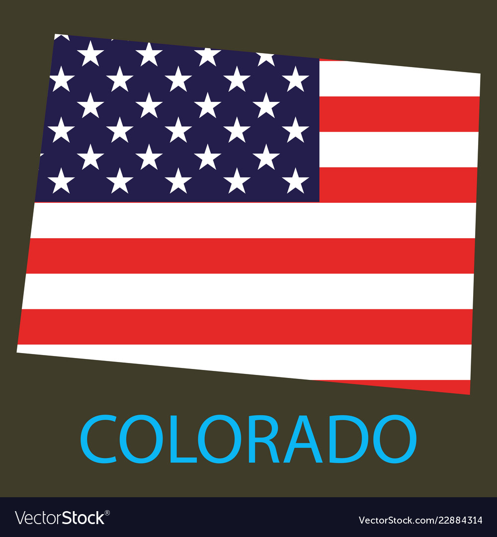 Colorado state of america with map flag print