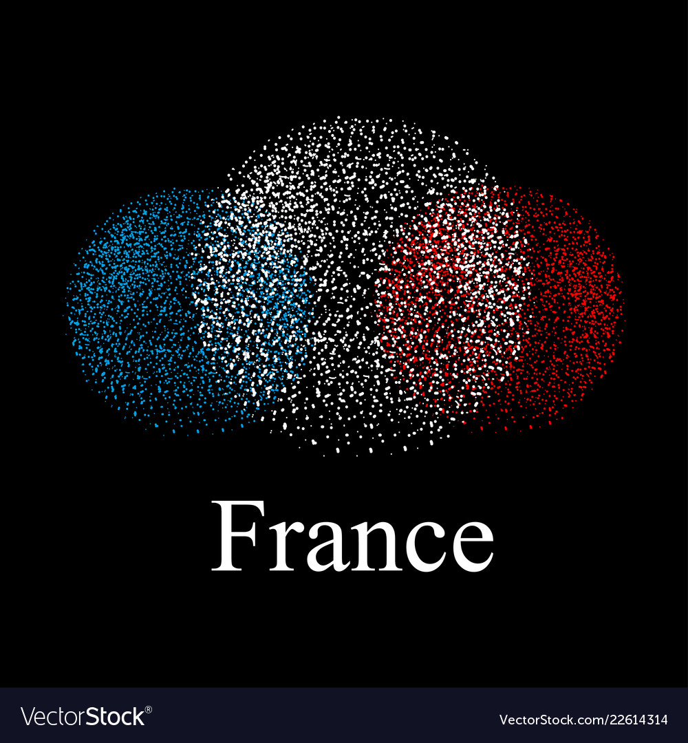 Flag of france in the form spheres on a black