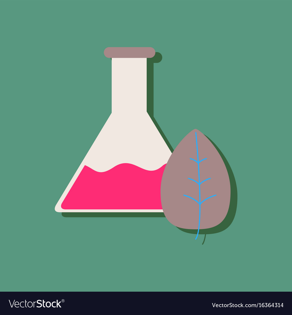 Flat icon design collection lab flask with leaf Vector Image
