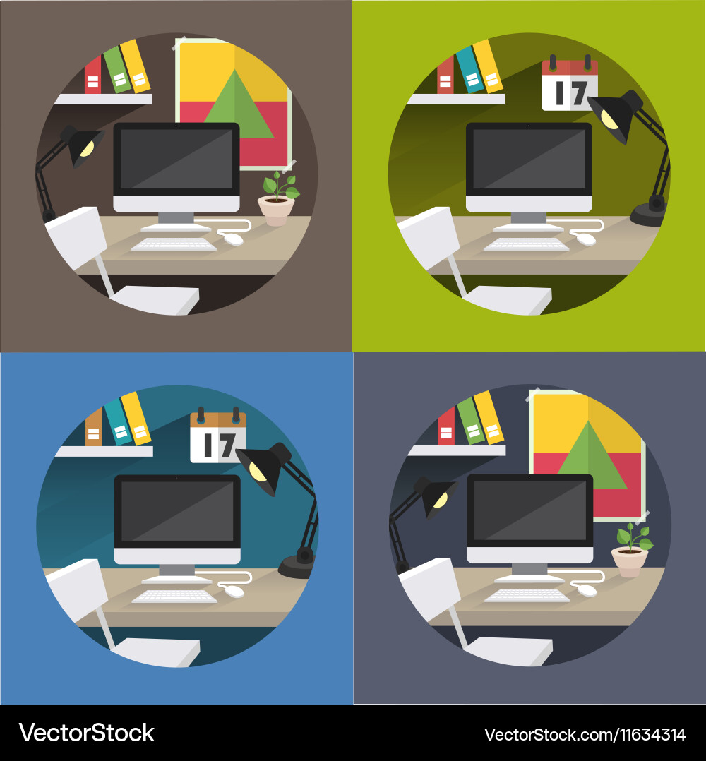 Flat office Royalty Free Vector Image - VectorStock