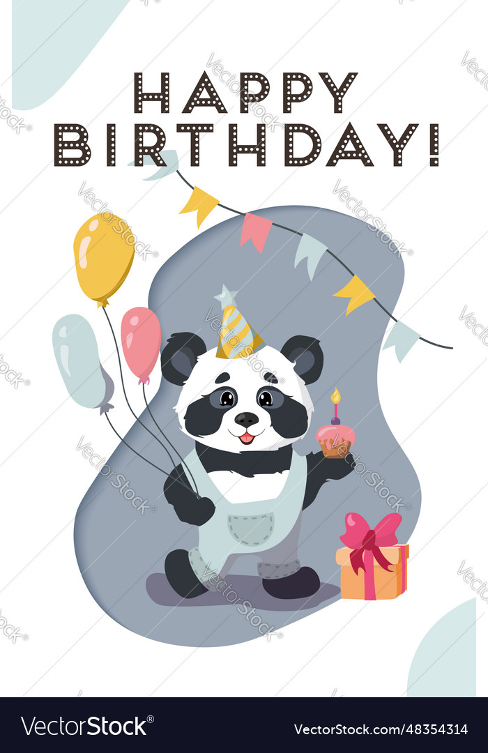 Happy birthday card with a funny panda Royalty Free Vector