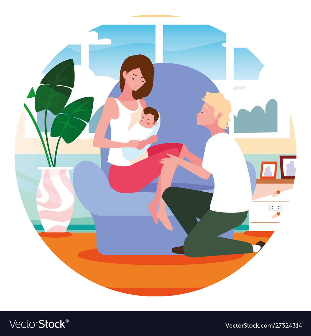 Isolated mother and father with baby design