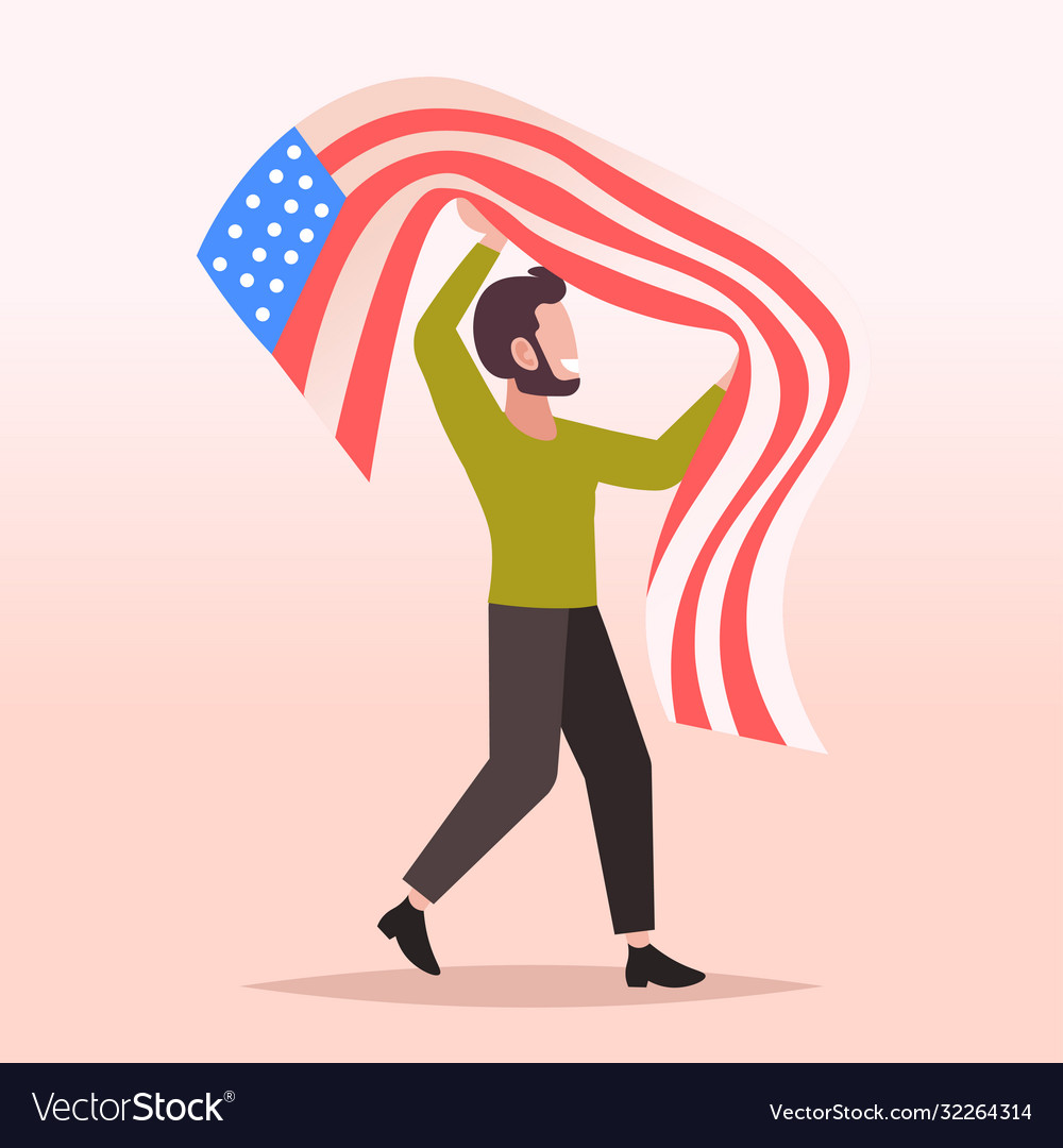 Man holding usa flag 4th july american