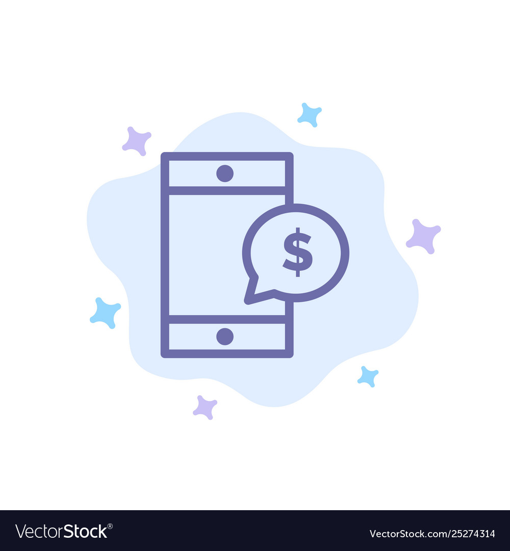 Mobile cell money dollar blue icon on abstract