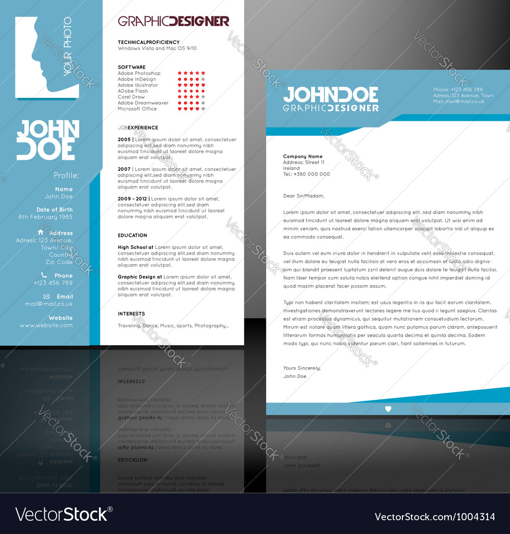 Resume Cv Template Royalty Free Vector Image