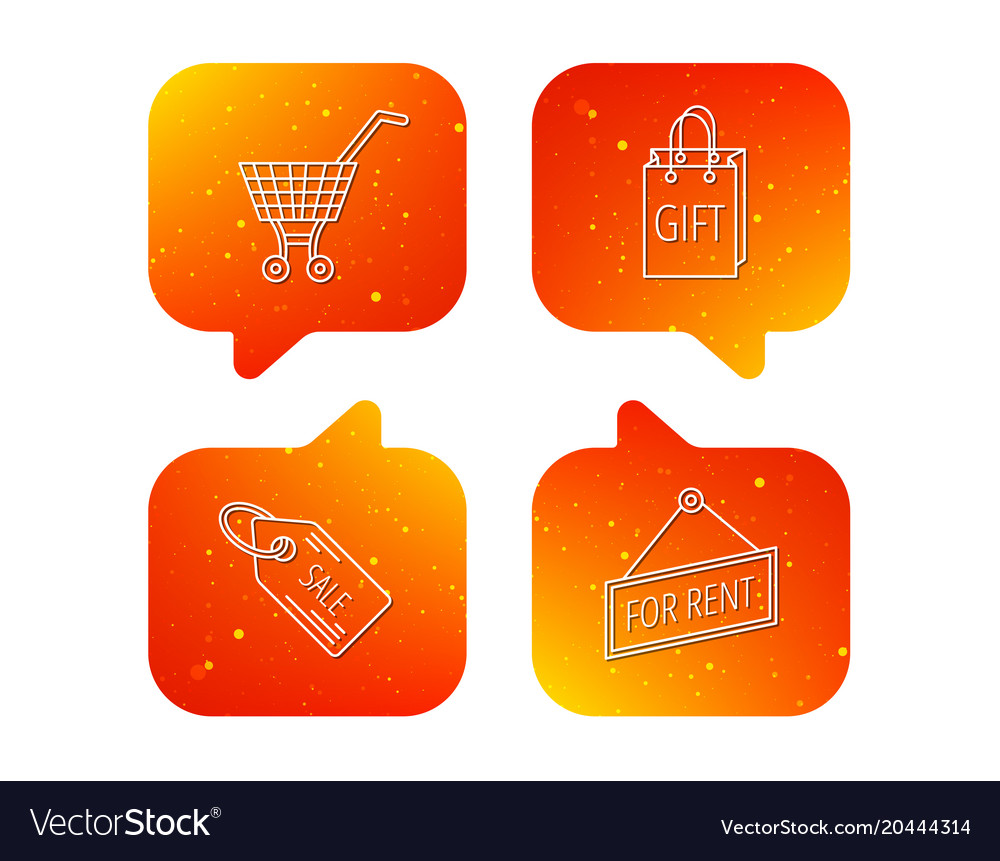 Shopping cart gift bag and sale coupon icons