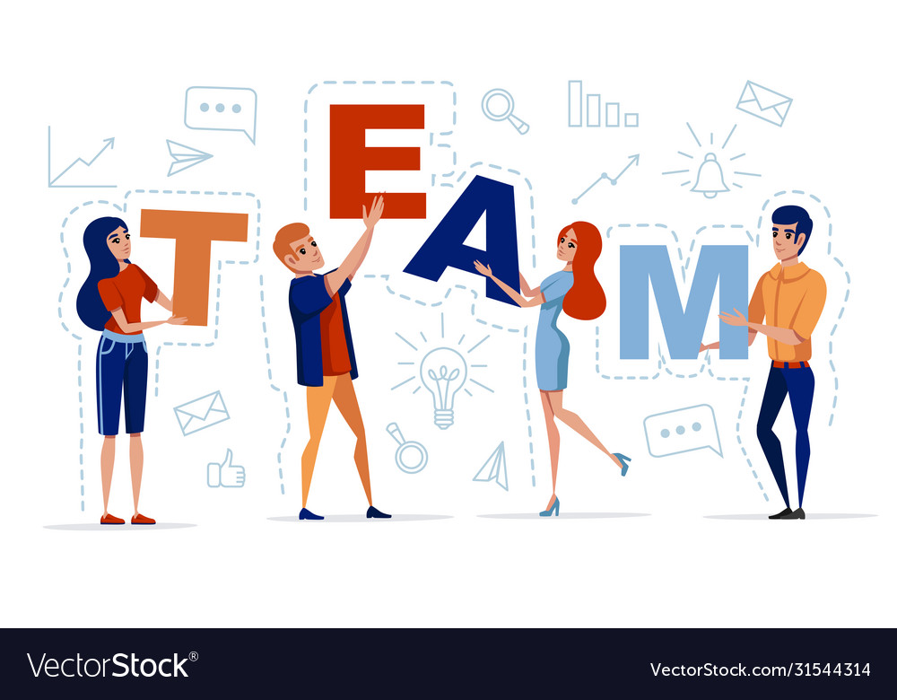 Teamwork concept with man and woman holding Vector Image