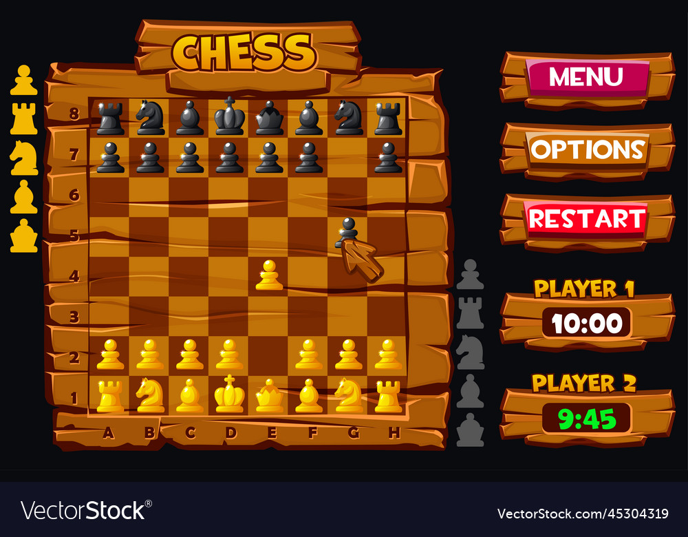 Premium Vector  Chess board and set chess figures for 2d game ui