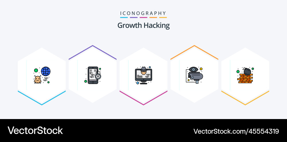 Hacking 25 filledline icon pack including view Vector Image