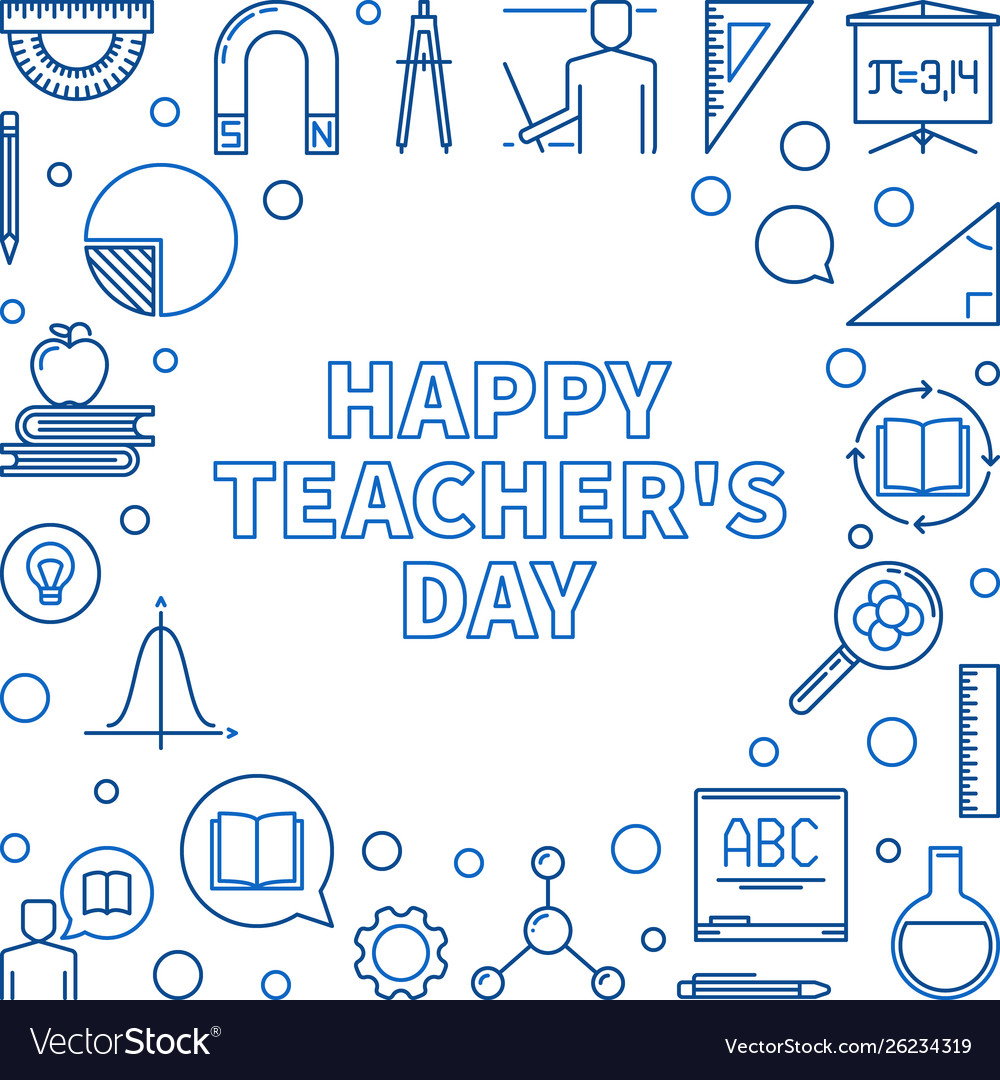 Happy teachers day outline Royalty Free Vector Image