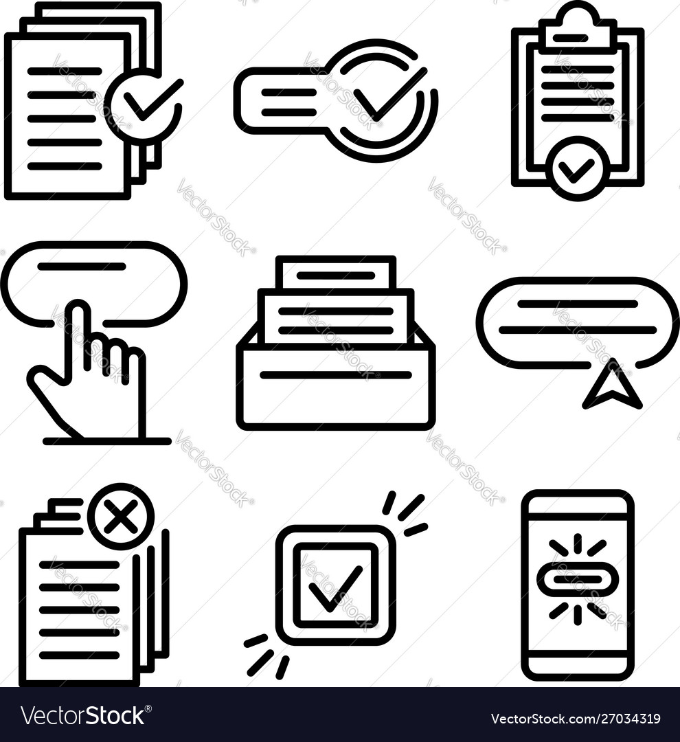 Request icons set outline style Royalty Free Vector Image